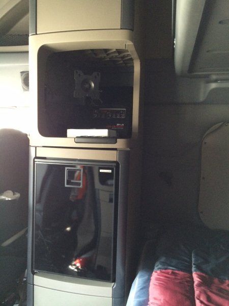 tv mount and refrigerator installed in truck