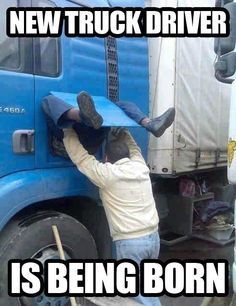 funny trucking pictures new truck driver being born