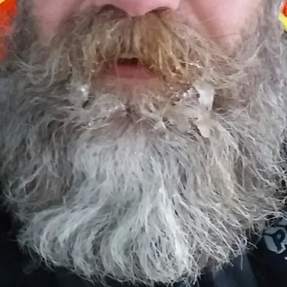 truck driver with frozen gray beard beardcicles