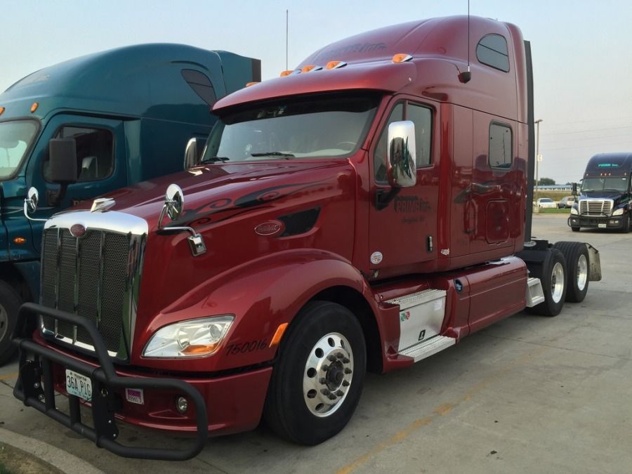 new maroon 2015 Peterbilt 587 truck