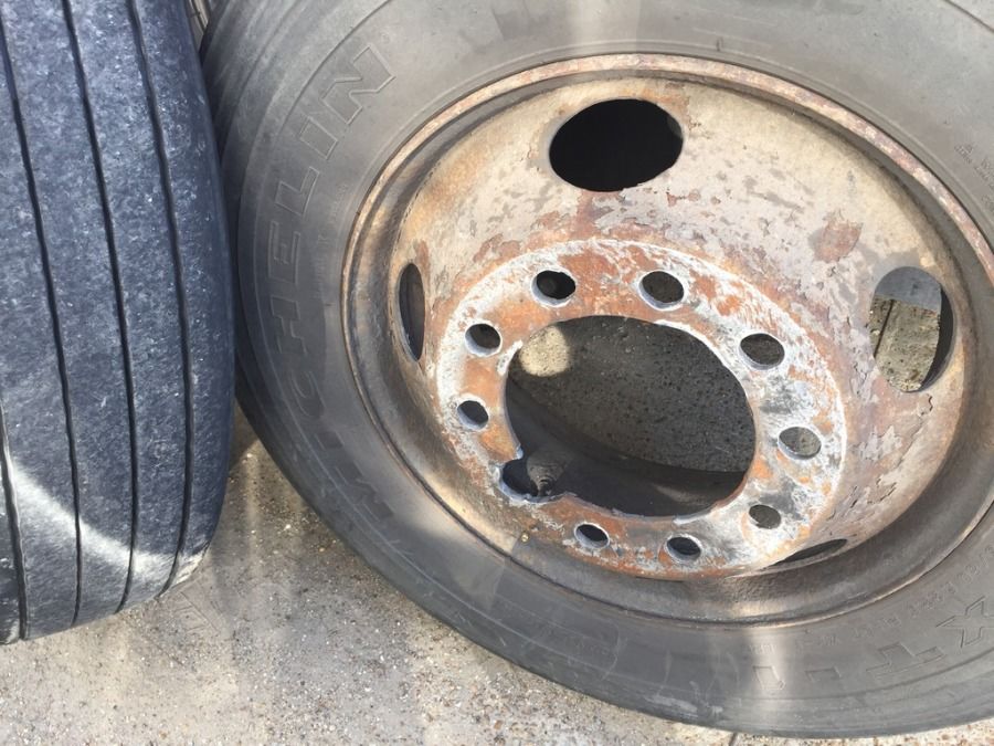 damaged truck rim where stud broke off