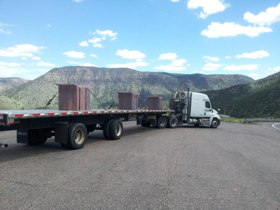 flatbed trailer loaded with copper anodes