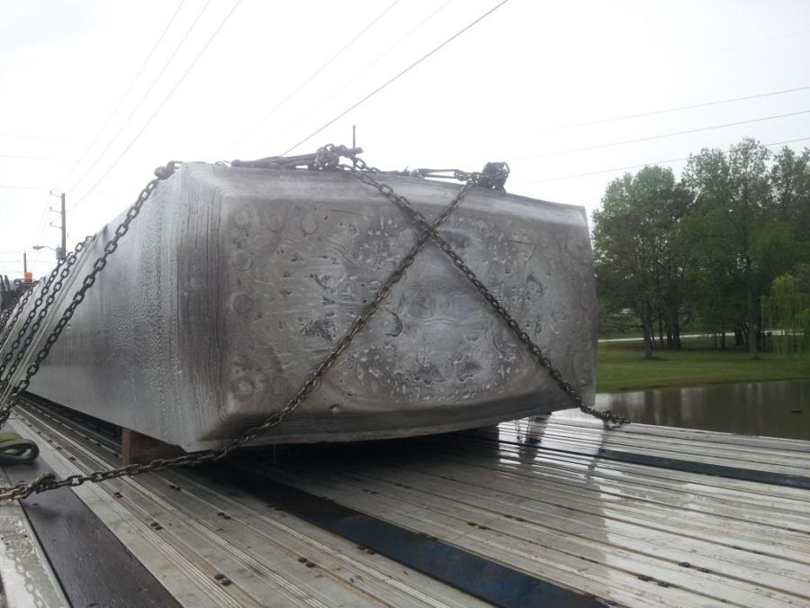giant aluminum ingot on a flatbed going to Russelville, KY