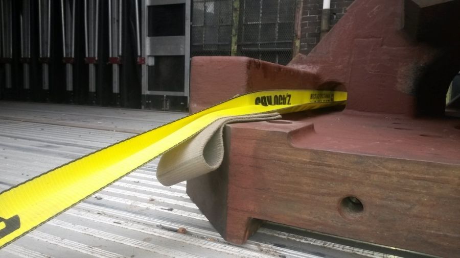 edge protectors used on a strapped flatbed load