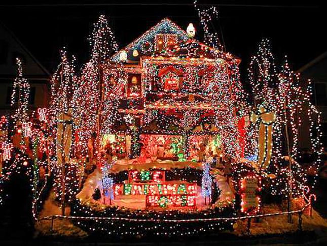 house at christmas with ridiculous amount of lights