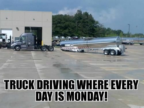 funny trucking pictures Prime truck loses tanker trailer where every day is Monday