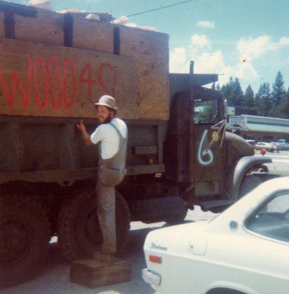 old vintage wood log hauling truck