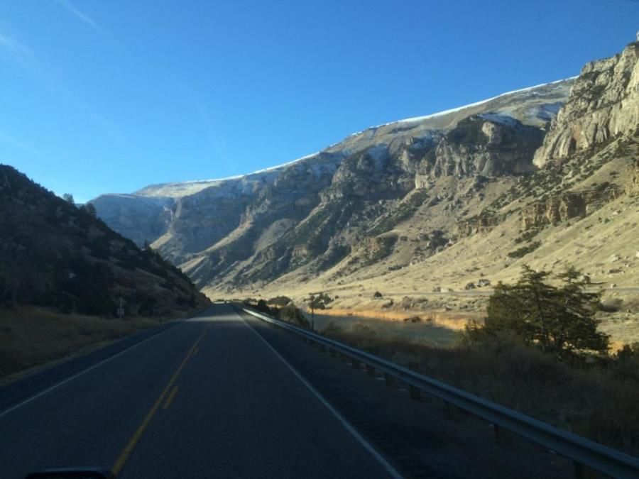 truck driver picture of a mountain pass and beautiful blue sky