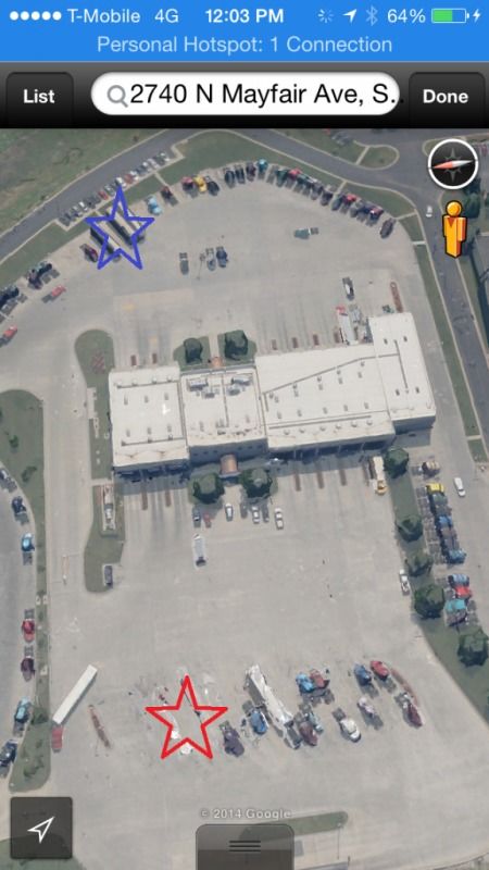 overhead satellite birds-eye view of facility where truck driver was delivering