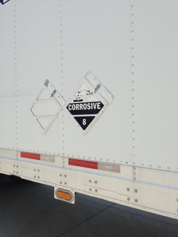 corrosive hazmat placard on trailer