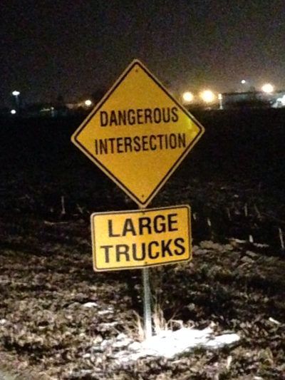trucking signs dangerous intersection large trucks