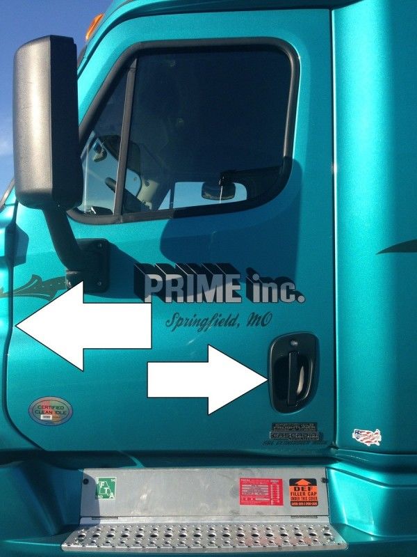 truck driver's pretrip inspection door and hinges