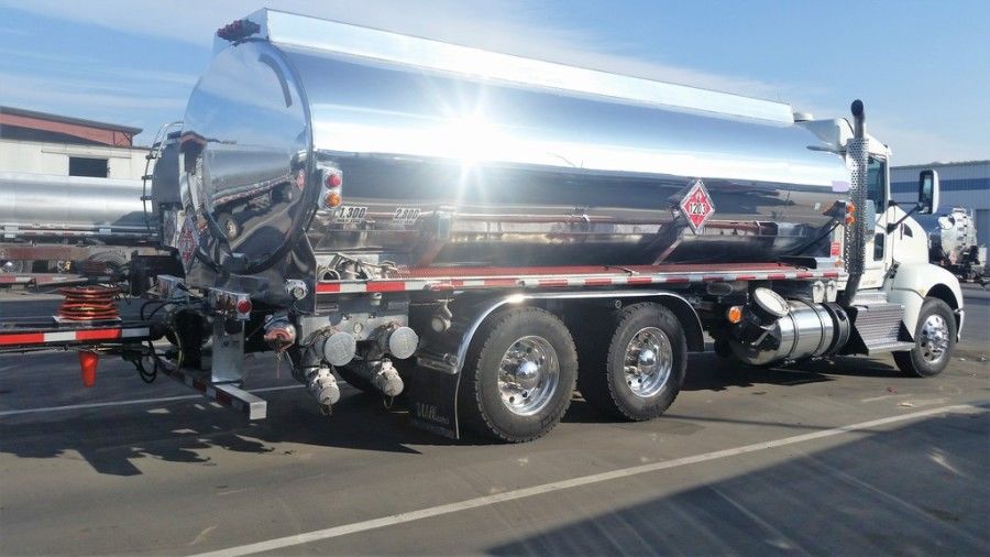 shiny chrome tanker truck