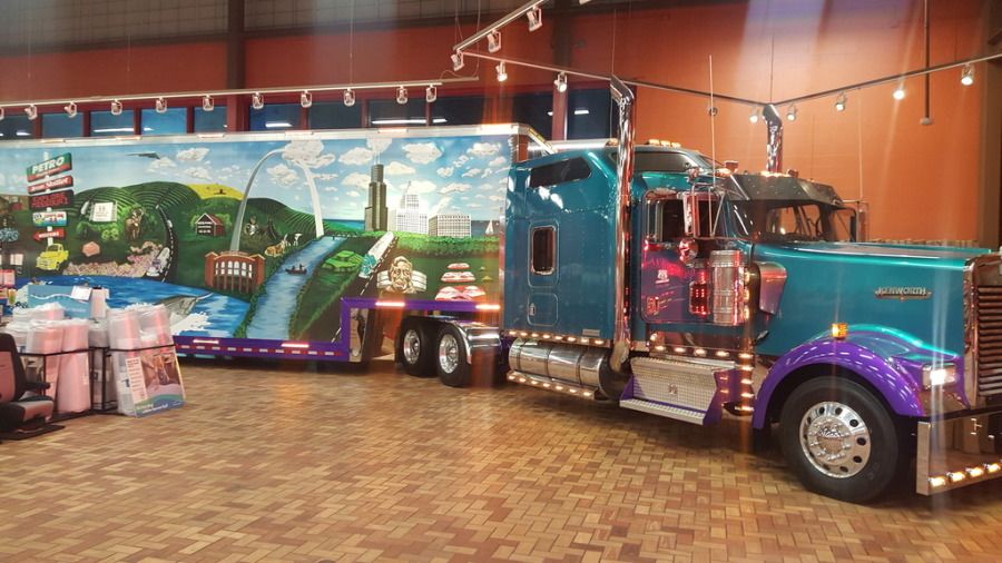 exquisitely painted tractor-trailer semi show truck