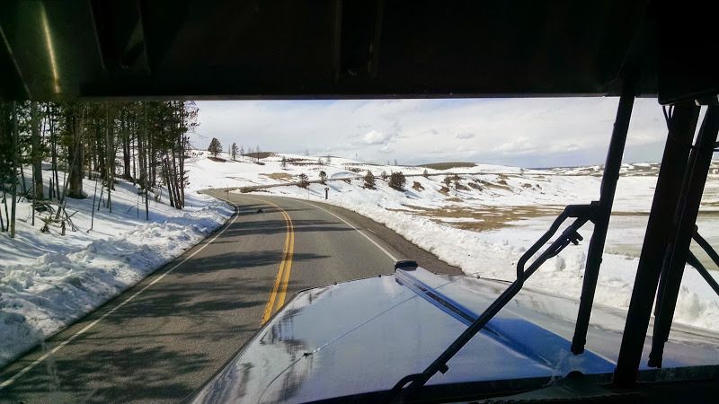 truckers scenery picture of open road and snow-covered field