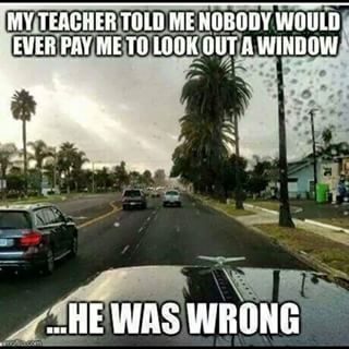 funny trucking picture paid to look out the window