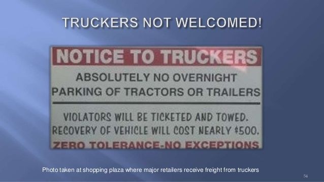 Truck driver warning sign no overnight parking