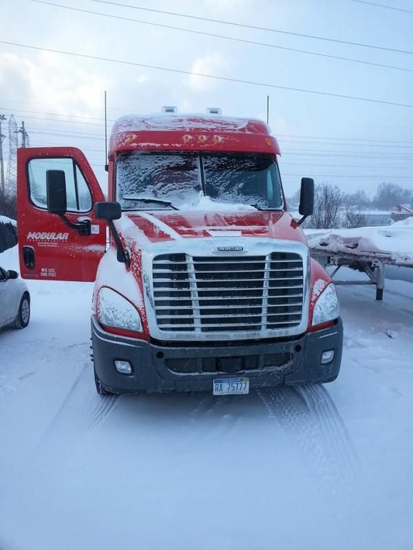 modular truck in the snow