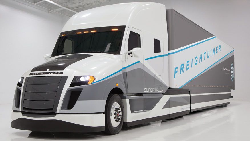 new white Freightliner super-truck