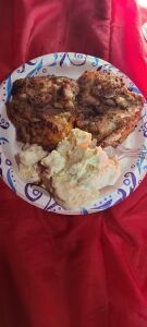 Air fried chicken and potato salad