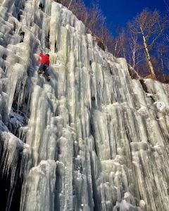 Brett Aquila ice climbing