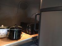 Top bunk kitchen - rice cooker, crock pot, microwave