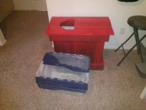 I built this wooden Litter Box Cabinet for my cat.