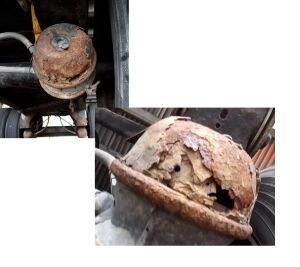 Brake Chamber on a Dropped Trailer